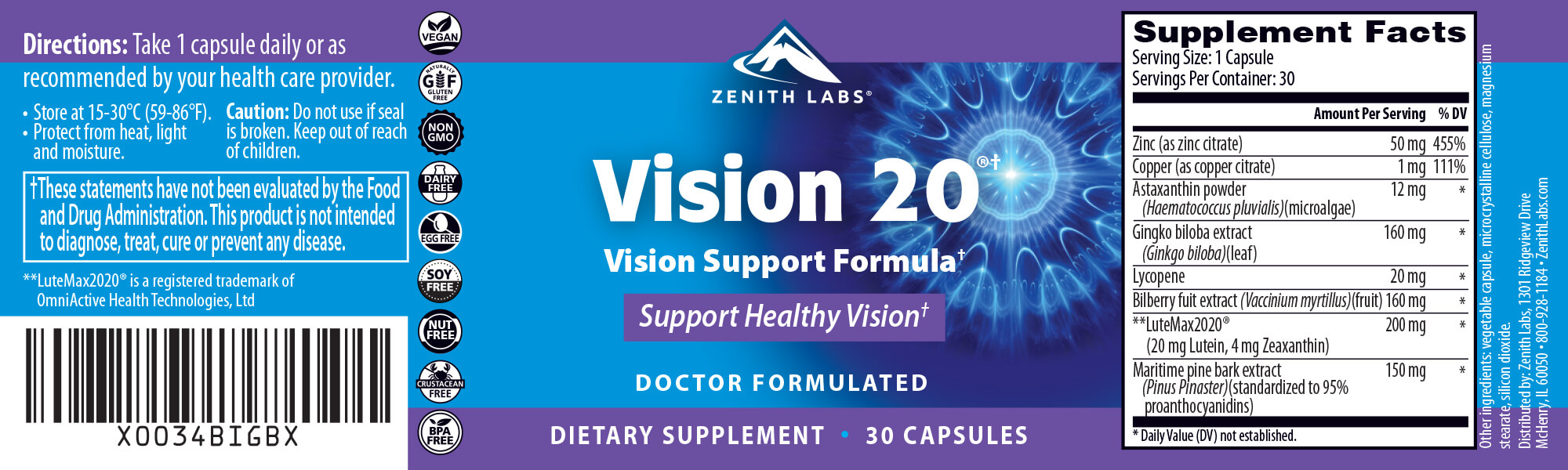 Vision 20 Supplement Facts